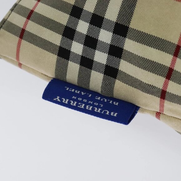 BURBERRY Nova Check Blue Label Tote Bag Nylon Beige Silver Auth - Picture 6 of 15